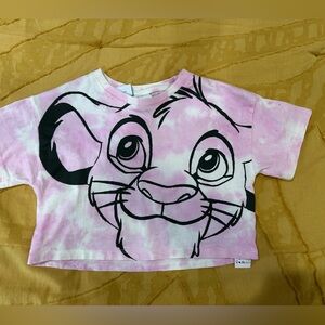 Zara Pink and Black Lion King Simba  Graphic Tee size 6 dead-stock euc
